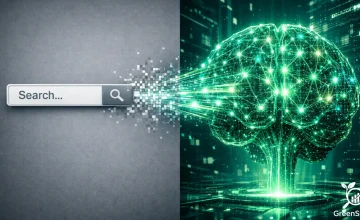 Evolution from traditional SEO search bar to Generative Engine Optimization (GEO) neural network.