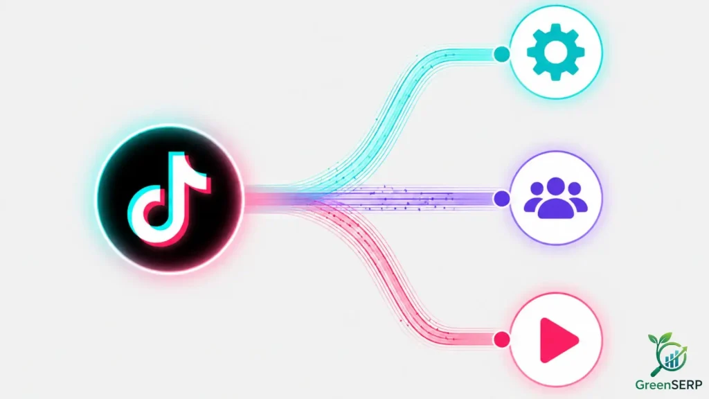 Infographic categorizing 2026 TikTok trends into three buckets Technical gear icon, Culturalpeople icon, and Content play icon